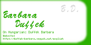 barbara duffek business card